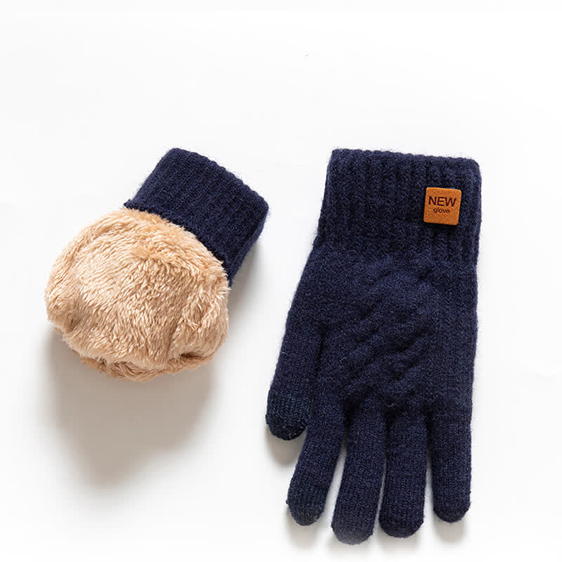 Gants tricotés en fourrure d'alpaga douce et chaude de couleur unie