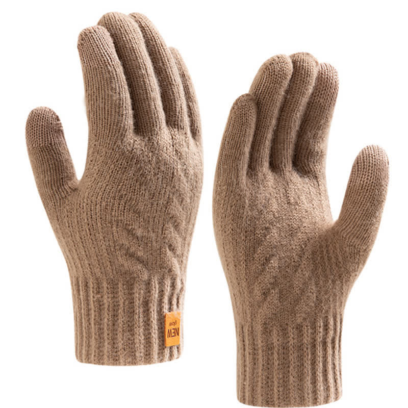 Gants tricotés en fourrure d'alpaga douce et chaude de couleur unie