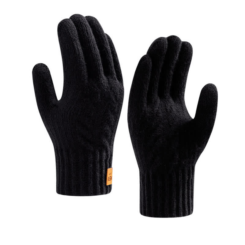 Gants tricotés en fourrure d'alpaga douce et chaude de couleur unie