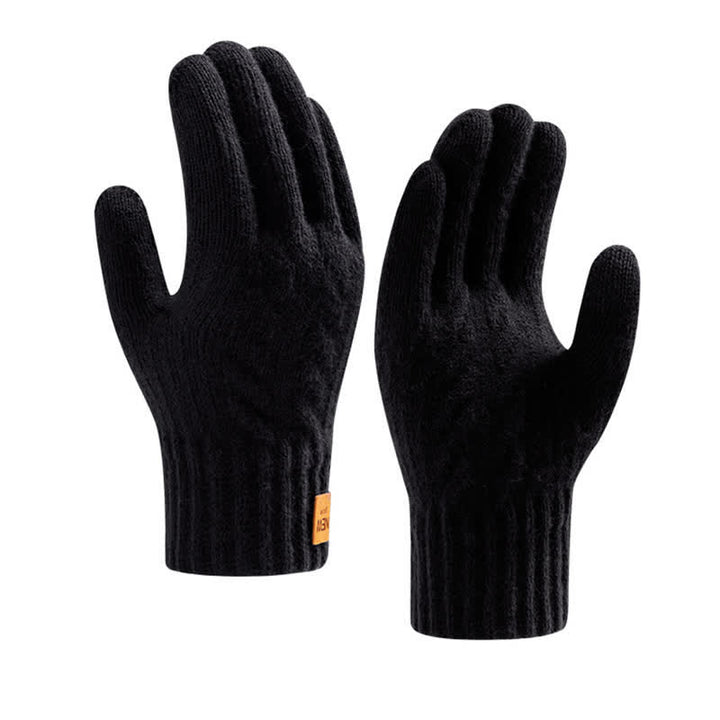 Gants tricotés en fourrure d'alpaga douce et chaude de couleur unie