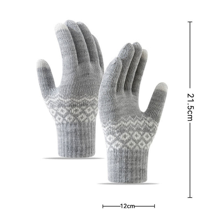Gants tricotés en velours chauds à imprimé vague pour écran tactile
