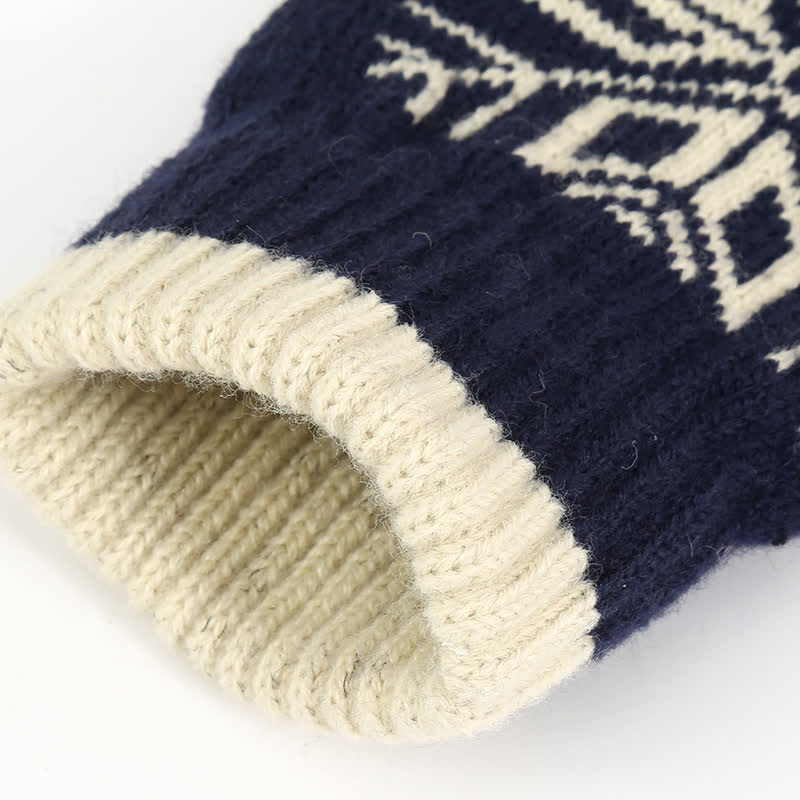 Gants tricotés épais d'hiver à motif flocon de neige