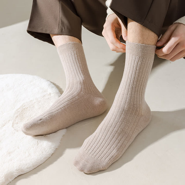 Chaussettes d'équipage confortables et respirantes de couleur unie pour hommes