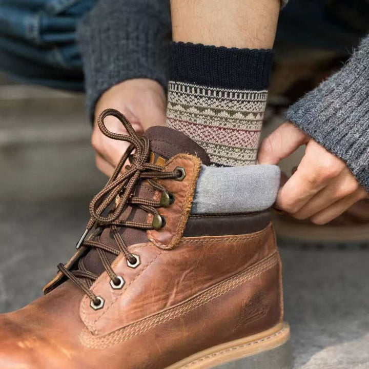 Chaussettes ras du cou à petits motifs de losanges de style ethnique pour homme