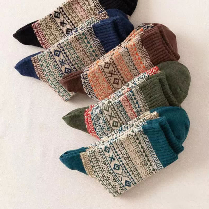 Chaussettes ras du cou à petits motifs de losanges de style ethnique pour homme