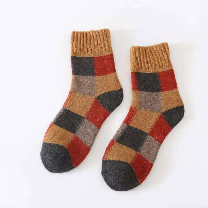 Chaussettes mi-mollet en laine épaisse à blocs de couleurs