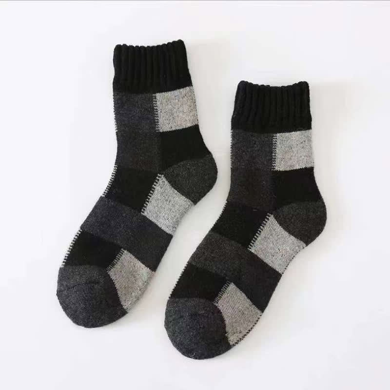 Chaussettes mi-mollet en laine épaisse à blocs de couleurs