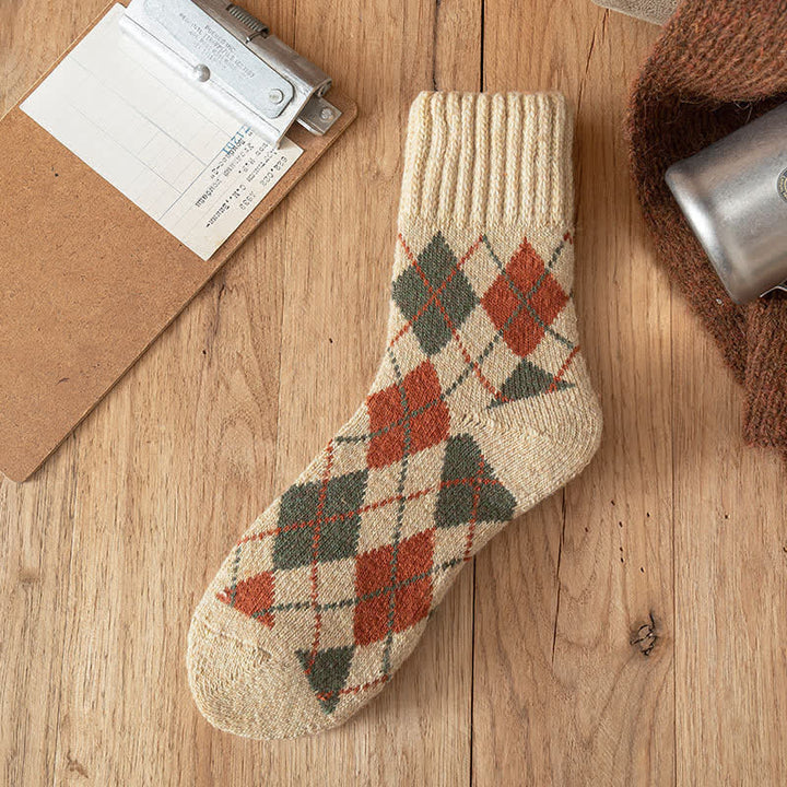 Chaussettes ras du cou à motif losanges de style britannique pour hommes