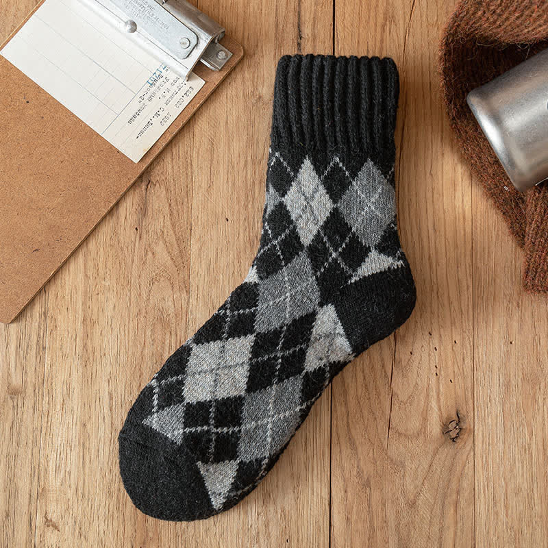 Chaussettes ras du cou à motif losanges de style britannique pour hommes