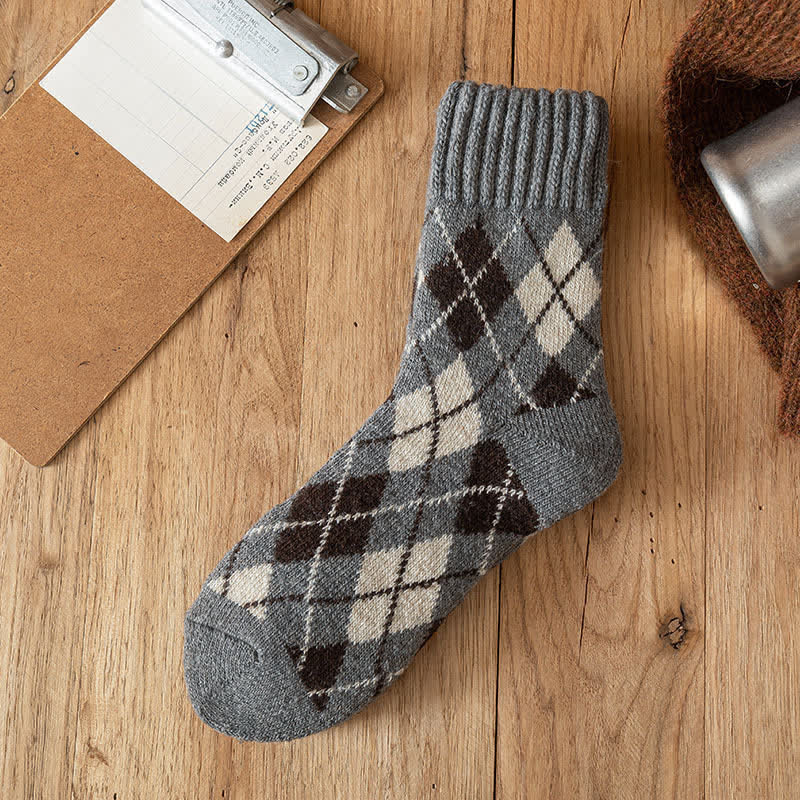 Chaussettes ras du cou à motif losanges de style britannique pour hommes