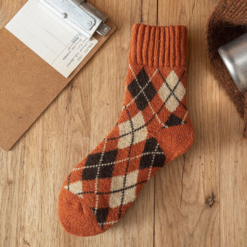 Chaussettes ras du cou à motif losanges de style britannique pour hommes