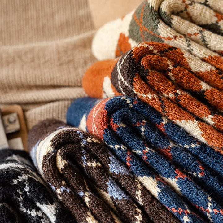 Chaussettes ras du cou à motif losanges de style britannique pour hommes