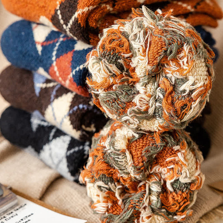 Chaussettes ras du cou à motif losanges de style britannique pour hommes