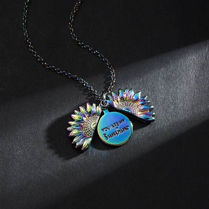 Collier porte-clés avec pendentif médaillon tournesol vintage