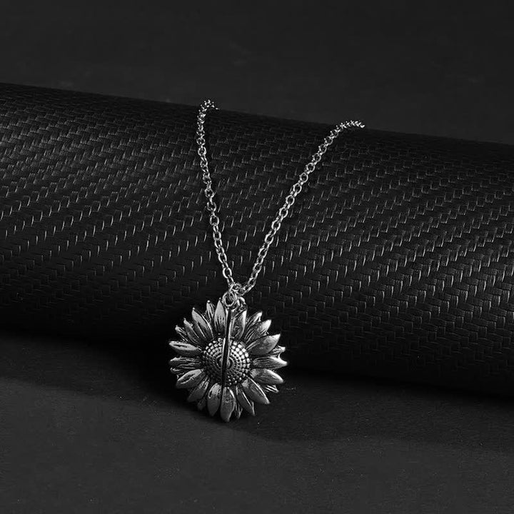Collier porte-clés avec pendentif médaillon tournesol vintage