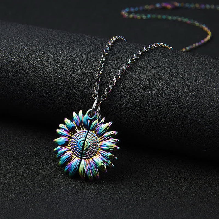 Collier porte-clés avec pendentif médaillon tournesol vintage