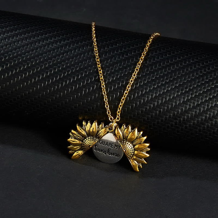 Collier porte-clés avec pendentif médaillon tournesol vintage