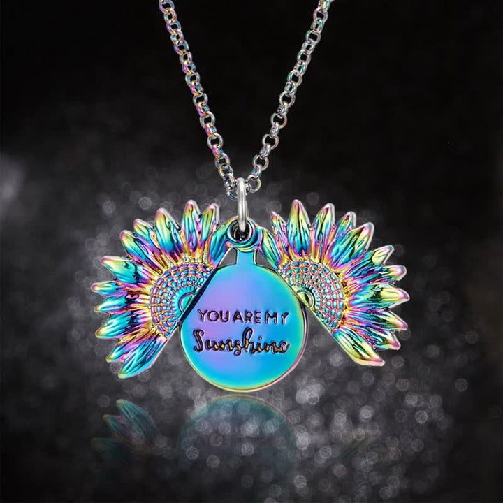Collier porte-clés avec pendentif médaillon tournesol vintage