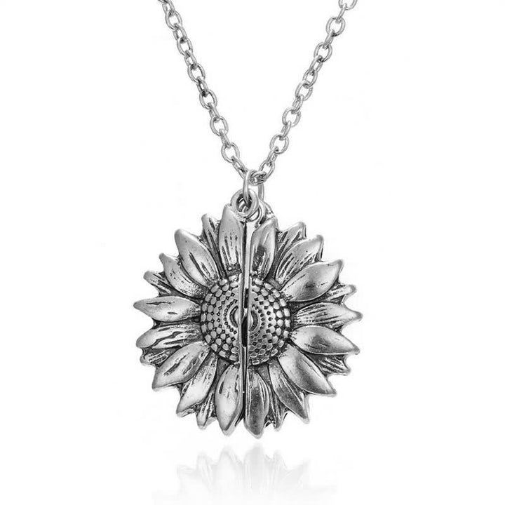 Collier porte-clés avec pendentif médaillon tournesol vintage