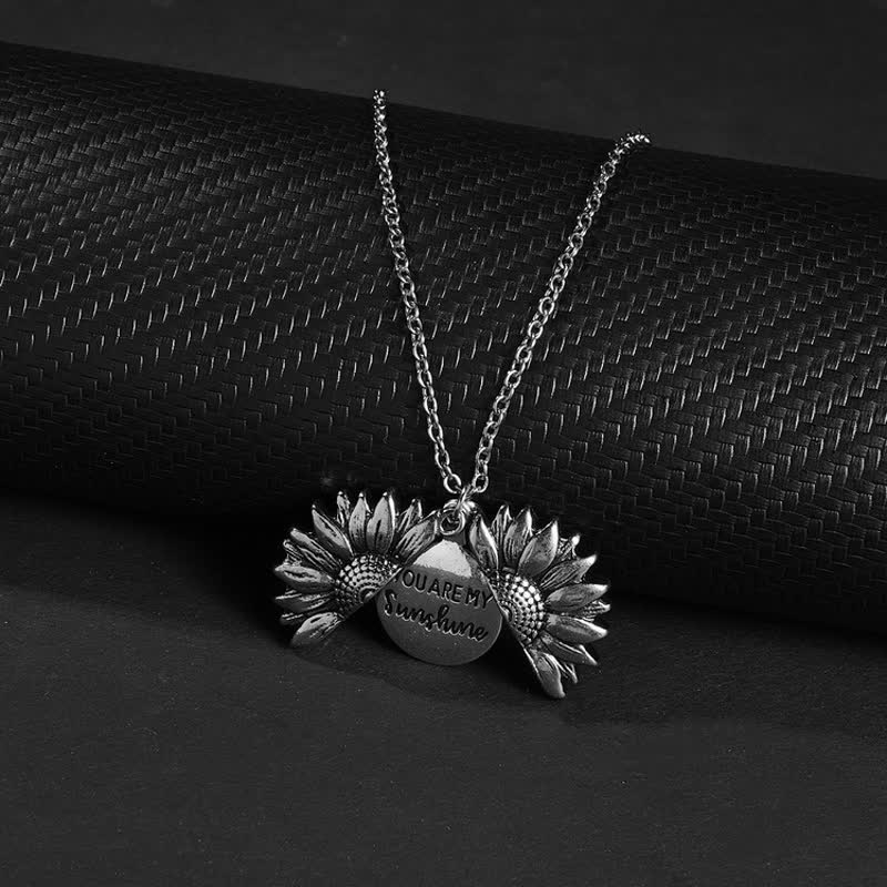 Collier porte-clés avec pendentif médaillon tournesol vintage