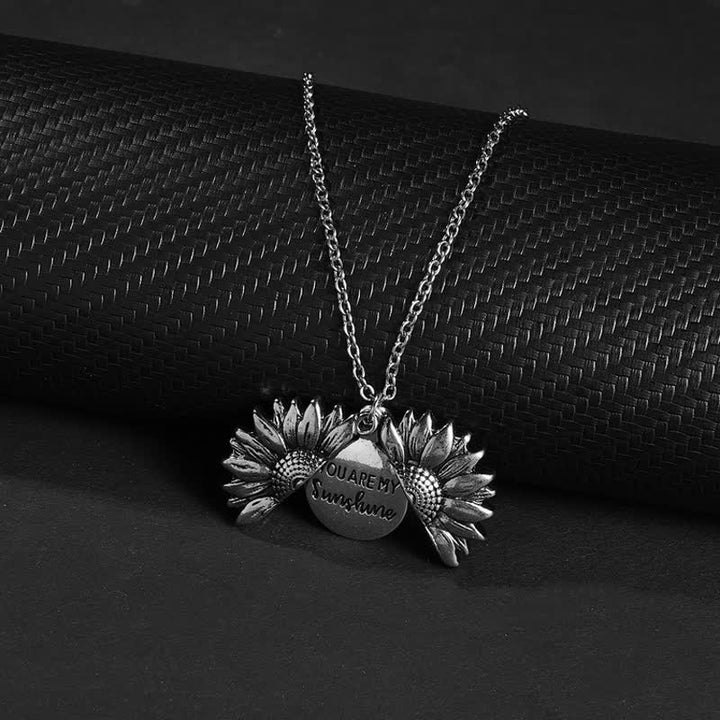 Collier porte-clés avec pendentif médaillon tournesol vintage