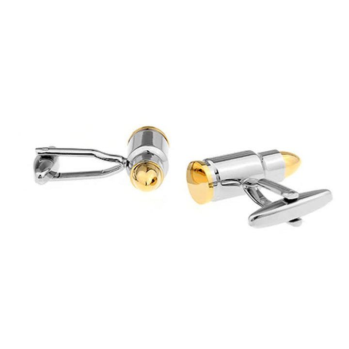 Boutons de manchette en forme de balle en argent avec pointe dorée pour homme - image 2