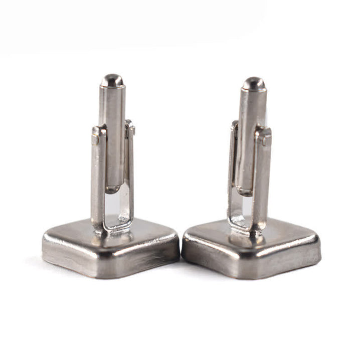 Boutons de manchette en bois à petits carreaux foncés pour hommes - image 5