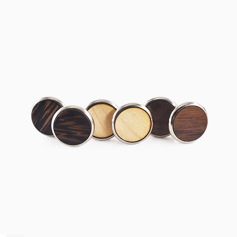 Boutons de manchette ronds en bois pour hommes, pour mariage, affaires - image 1
