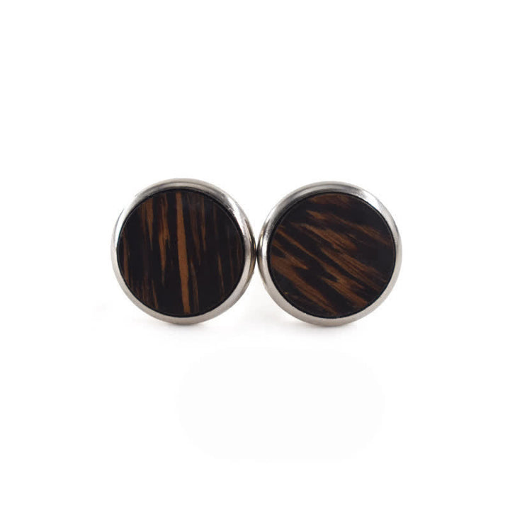 Boutons de manchette ronds en bois pour hommes, pour mariage, affaires - image 2