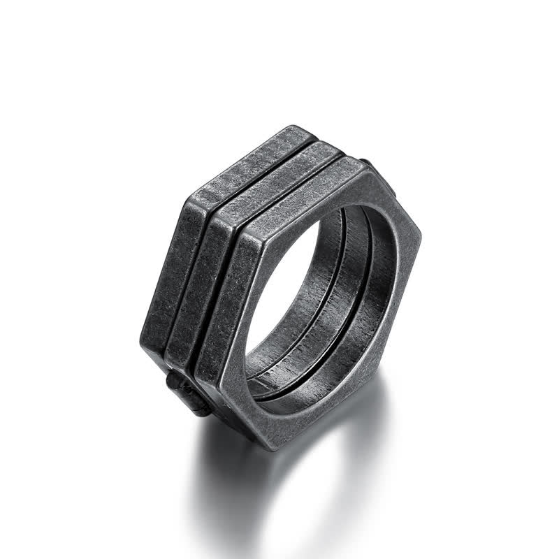 Bague de connexion hexagonale géométrique 3 en 1 d'inspiration viking