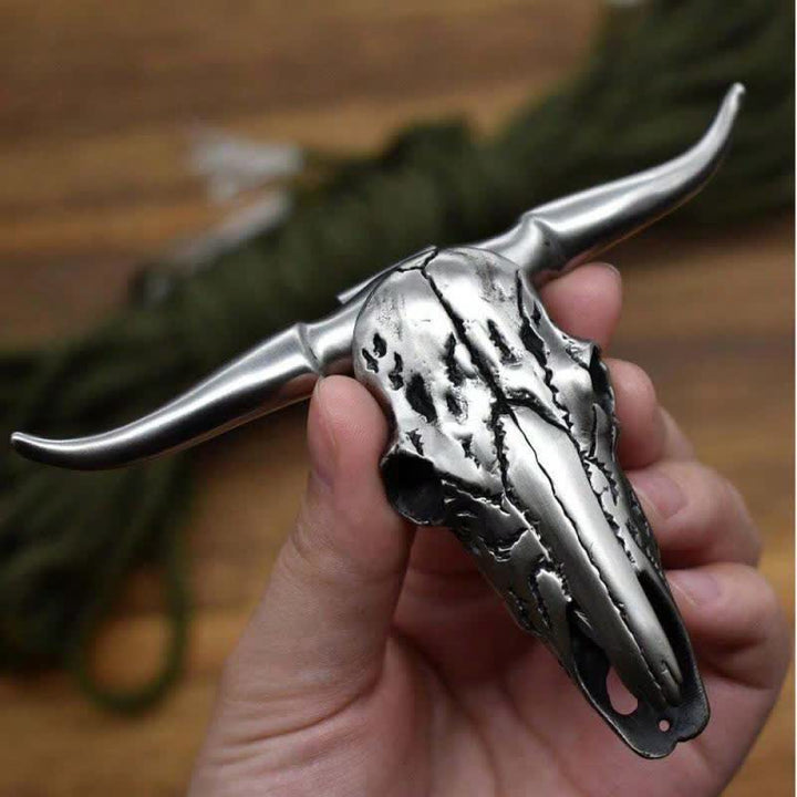 Boucle de ceinture pendentif multifonction EDC en forme de tête de taureau Longhorn