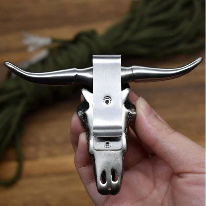 Boucle de ceinture pendentif multifonction EDC en forme de tête de taureau Longhorn