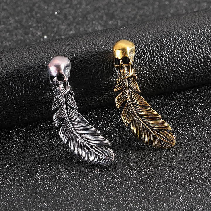 Broche cool avec tête de mort et plumes style hip-hop