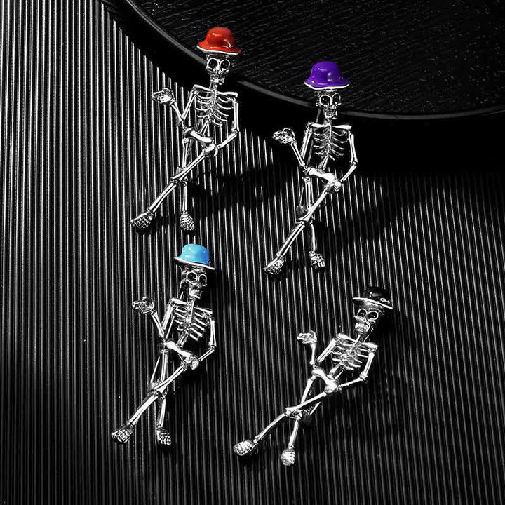 Broche en émail représentant un crâne de squelette horrifique et cool