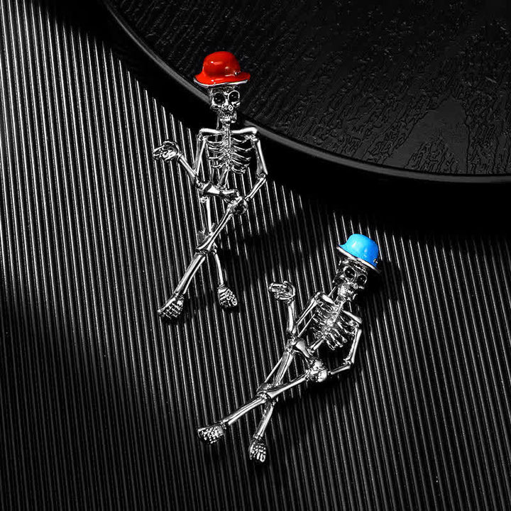 Broche en émail représentant un crâne de squelette horrifique et cool