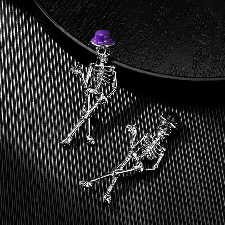 Broche en émail représentant un crâne de squelette horrifique et cool