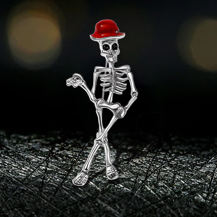 Broche en émail représentant un crâne de squelette horrifique et cool