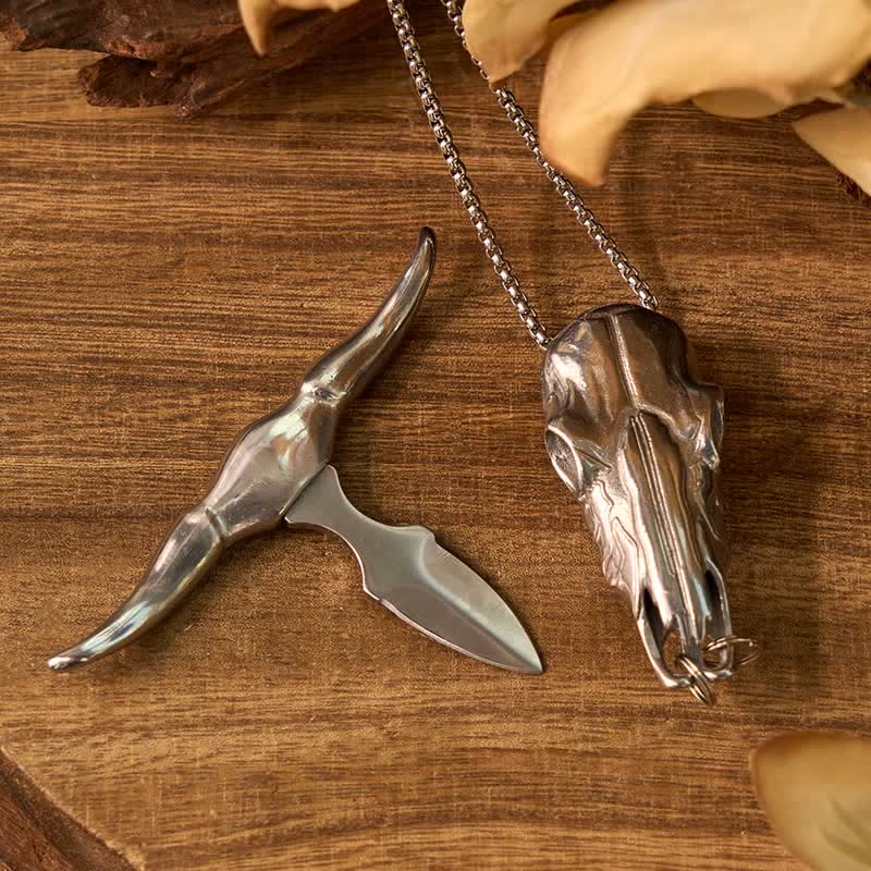 Ensemble de boucles de ceinture, couteau caché, pendentif en forme de tête de mort, longhorn, vache, bolo tie
