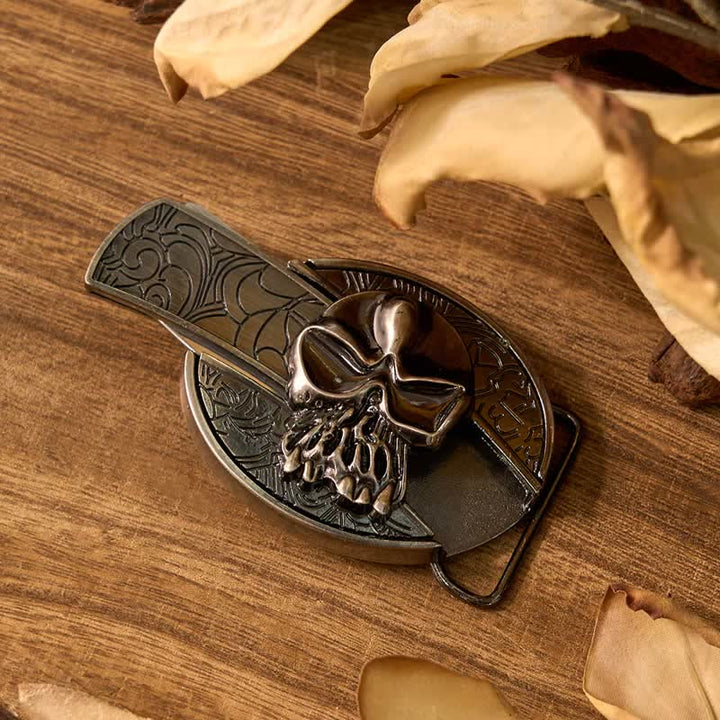 Ensemble de boucles de ceinture, couteau caché, pendentif en forme de tête de mort, longhorn, vache, bolo tie