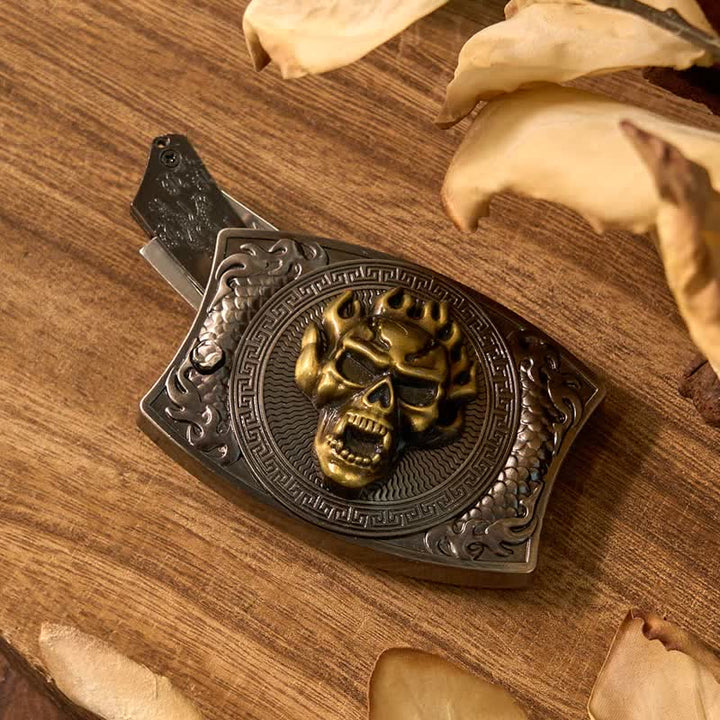Ensemble de boucles de ceinture, couteau caché, pendentif, anneau de taureau, crâne, DIY