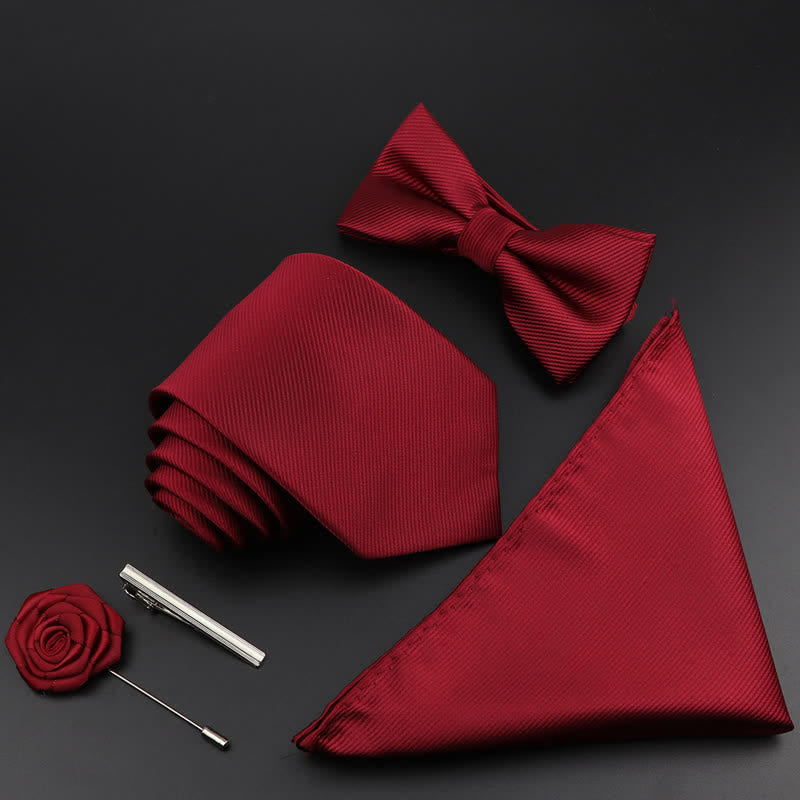 Coffret cadeau de 5 nœuds papillons à motif cachemire floral bordeaux pour hommes