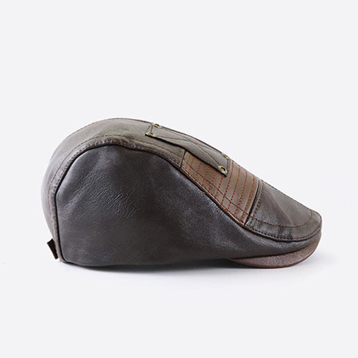Béret en cuir à coutures tendance et contraste de couleurs - image 10