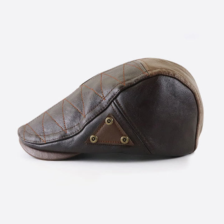 Béret en cuir à coutures tendance et contraste de couleurs - image 9