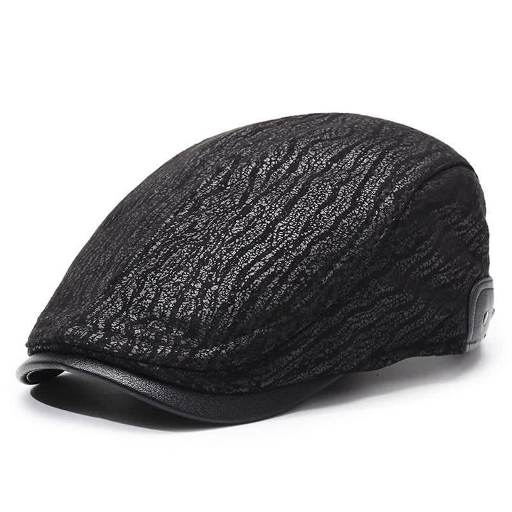 Béret en cuir à imprimé unique et ajustable sur le côté