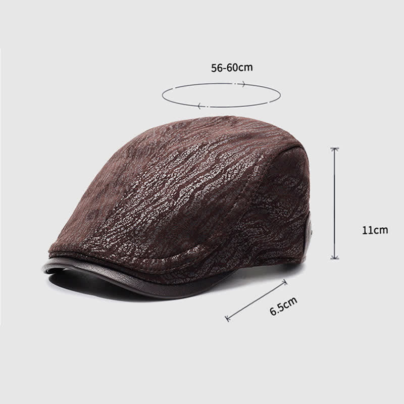Béret en cuir à imprimé unique et ajustable sur le côté