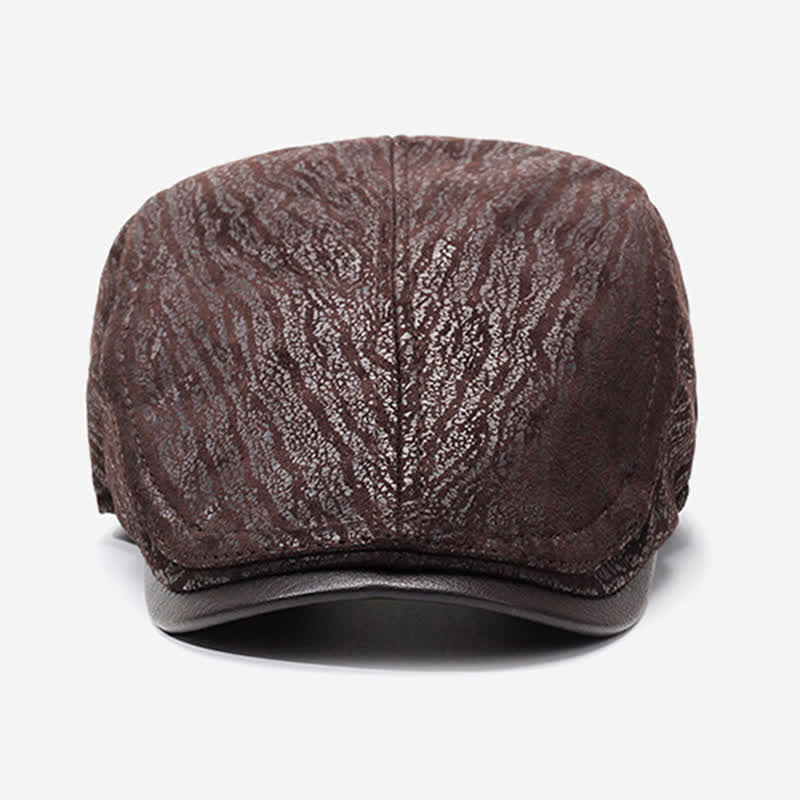 Béret en cuir à imprimé unique et ajustable sur le côté