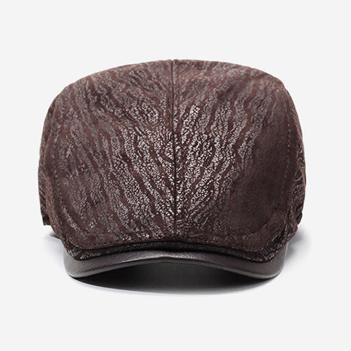 Béret en cuir à imprimé unique et ajustable sur le côté