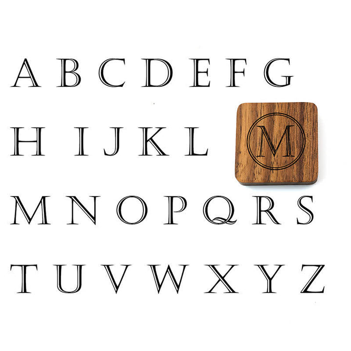 Boutons de manchette en bois de noyer noir avec gravure pour homme - Z - Blé - image 1