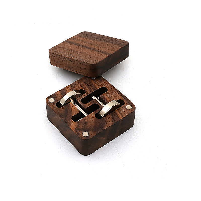 Boutons de manchette en bois avec boîte à lettres gravée personnalisée pour hommes