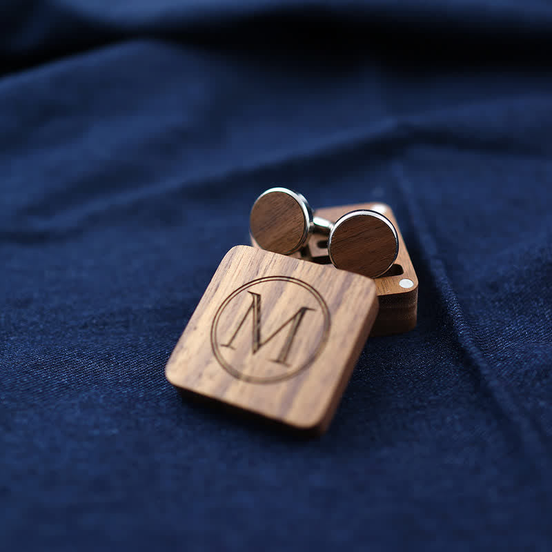 Boutons de manchette en bois avec boîte à lettres gravée personnalisée pour hommes - image 3